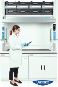 Scientist working at a Labconco filtering fume hood