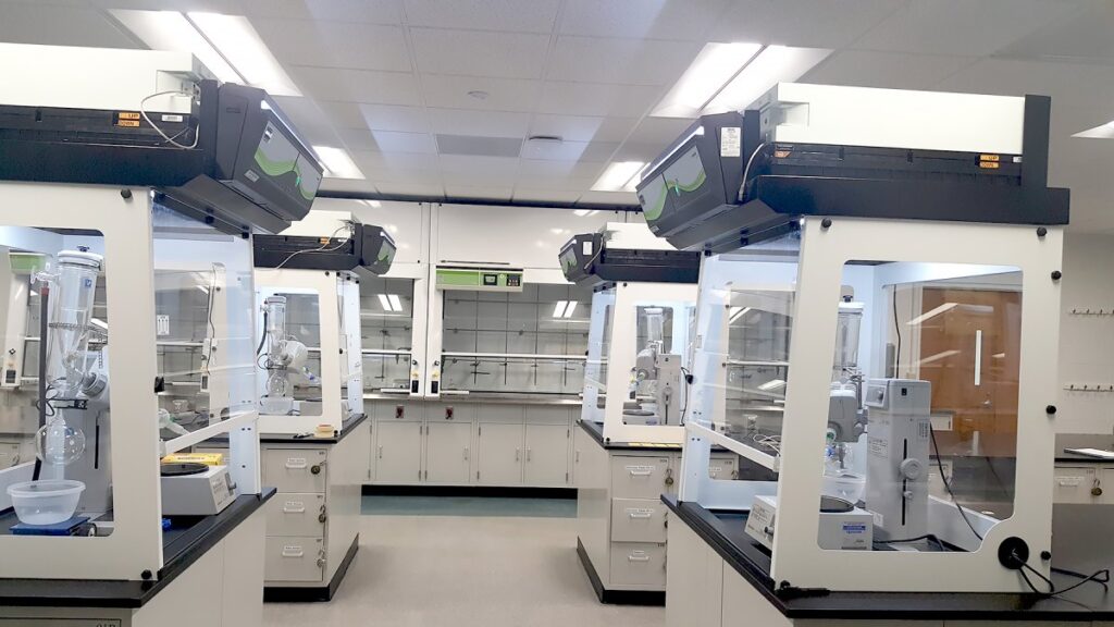 Erlab ductless fume hoods in the Butler University laboratory