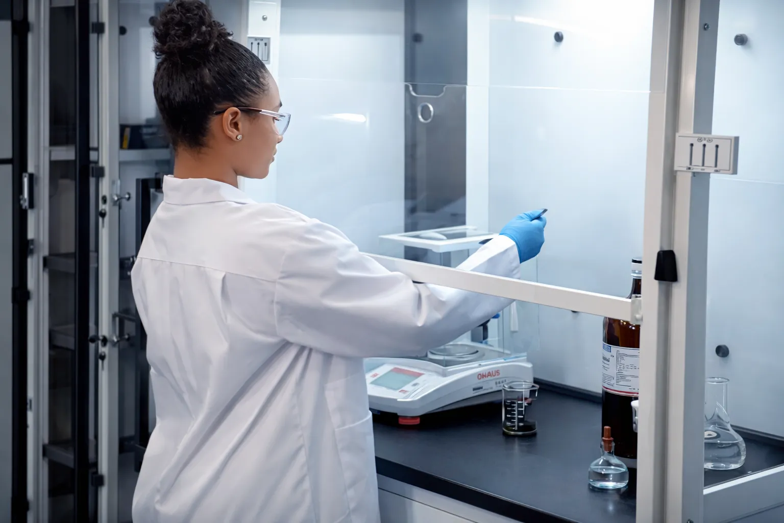 Weighing in a Filtered Fume Hood