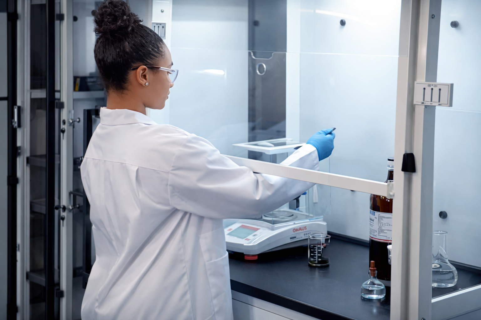 Weighing in a Filtered Fume Hood